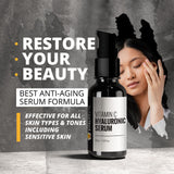 Face Serum Vitamin C & E 30ml - Hyaluronic Acid - Anti Wrinkle & Ageing added Avocado Oil